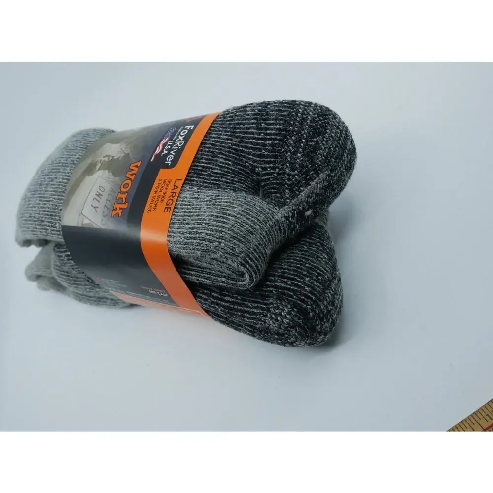 Fox River Wool Work Boot Sock Style 6600 socks 2 Pairs Winter Grey Sz Large
